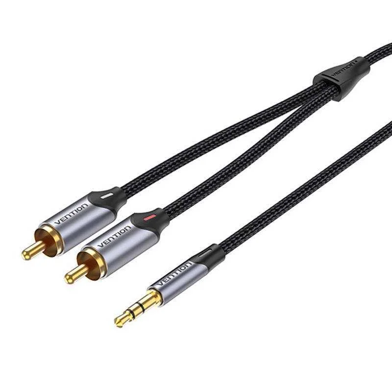 2xrca Cable (Cinch) Jack To 3.5mm Vention Bcnbj 5m (Grey)