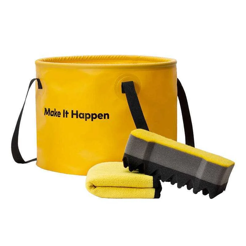 Car Wash Accessories Set Hoto Qwogj002 (Pvc Folding Bucket, Car Sponge And Towel)