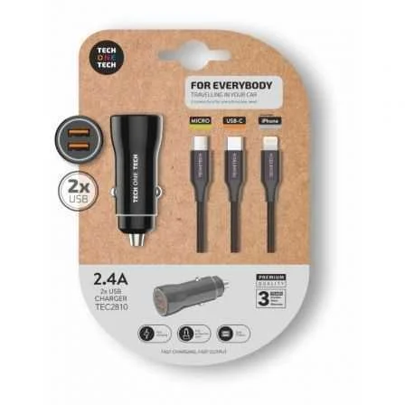 Cargador de Coche Tech One Tech Tec2810/ 2xusb + .