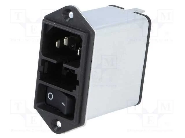 Conector: de alimentação, tomada, macho, 8A, 250V.