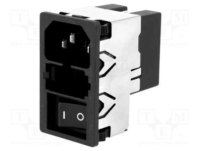 Conector: de alimentação, tomada, macho, 6A, 250V.