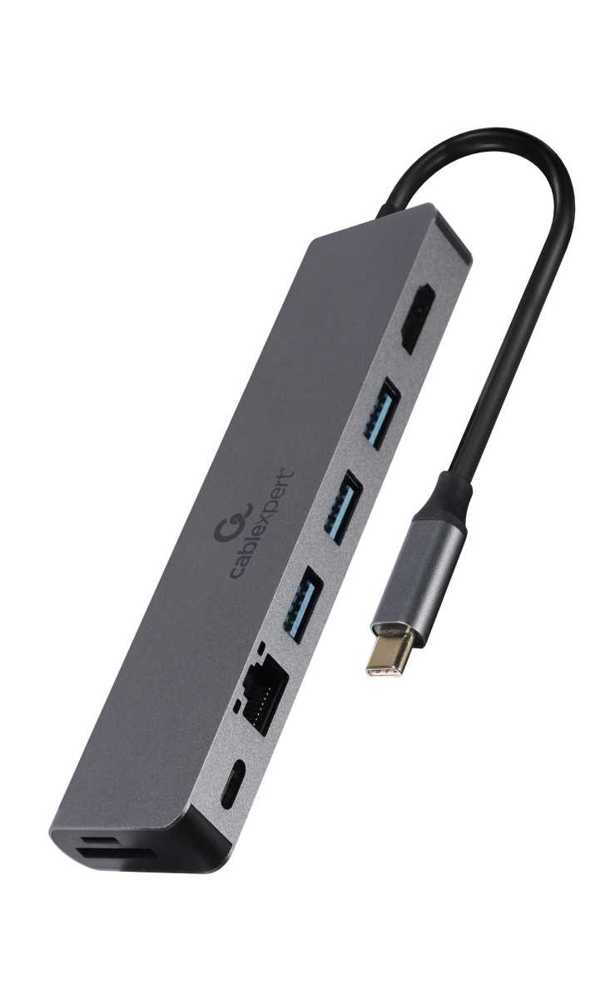 Adaptador Gembird USB-C 5-in-1 Multiport c/Ethern.