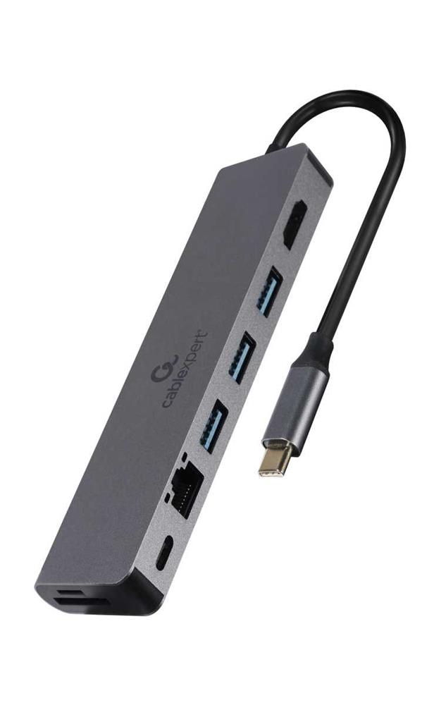 Adaptador Gembird USB-C 5-in-1 Multiport c/Ethern.