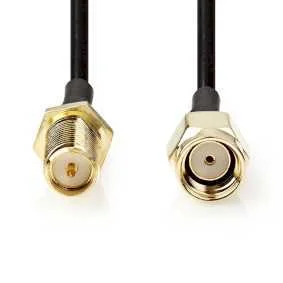 Cabo Coaxial  Rp Sma Macho  Rp Sma Hembra  50 Ohm  Blindado  1m  Preto