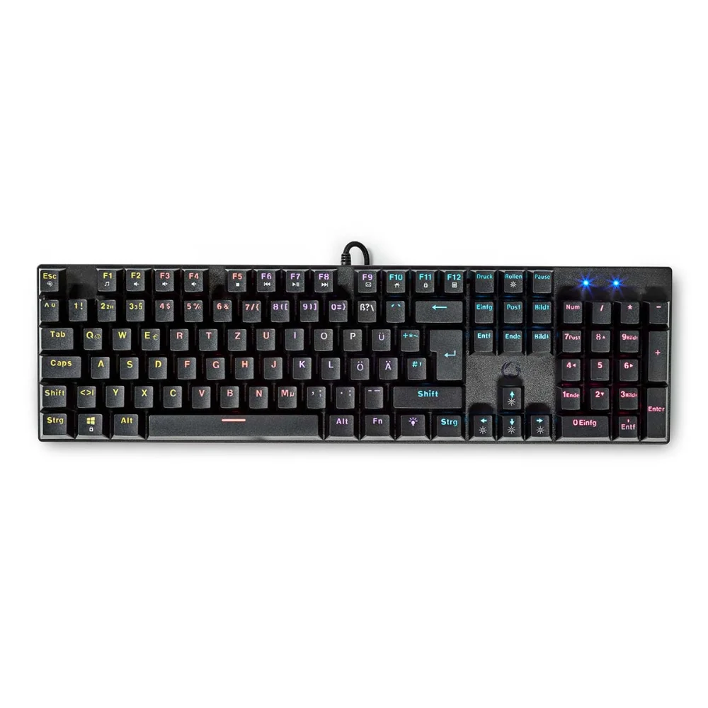 Teclado com Fios para Jogos  Usb Tipo a  Teclas Mecânicas  Leds