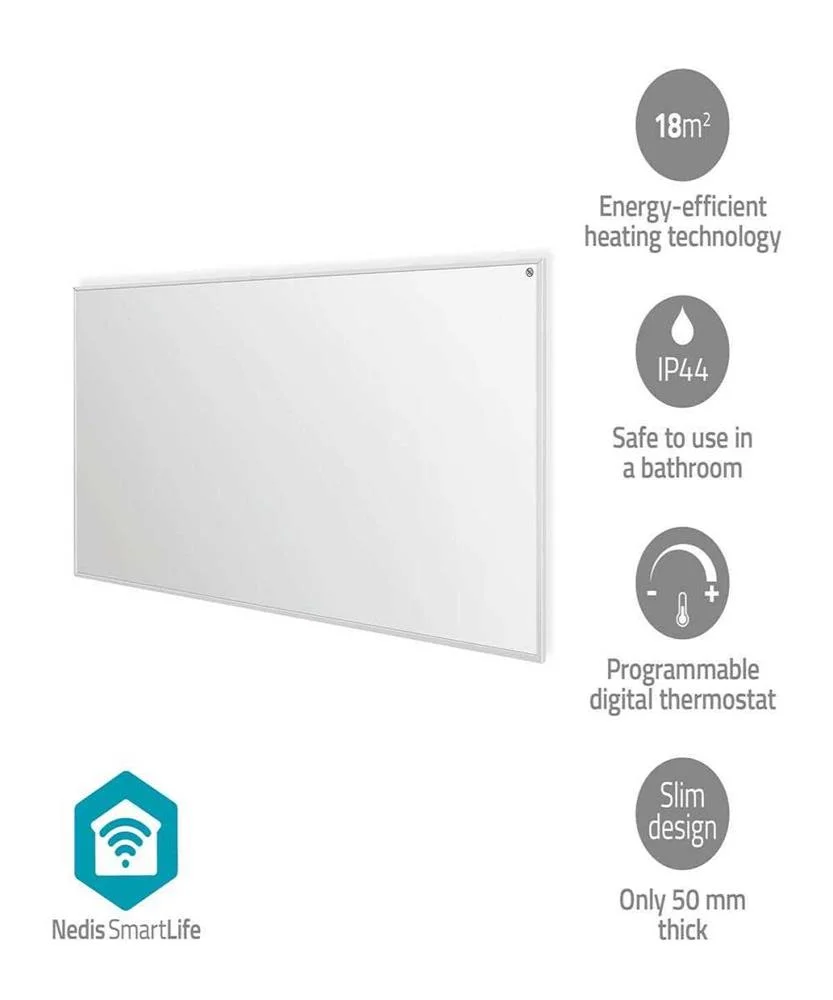 Smartlife 700w Infrared Heating Panel (White) - Nedis