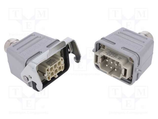 Conector: Hdc; Macho + Fêmea; C146; Pin: 6; 6+Pe; Tamanho E6; M20
