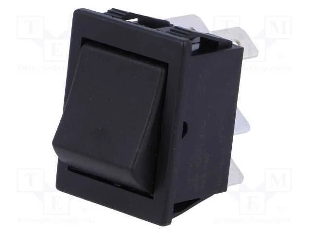 ROCKER, DPDT, Pos: 2, ON-(ON), 16A/250VAC, preto,.