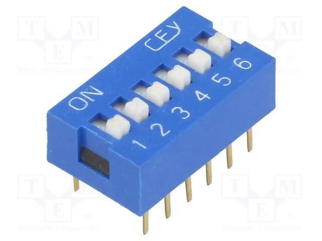 Interruptor: DIP-SWITCH, Quantidade de secções: 6.
