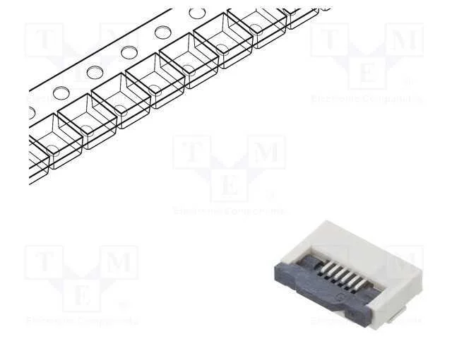 Conector: FFC/FPC, horizontais, PIN: 6, ZIF, SMT,.
