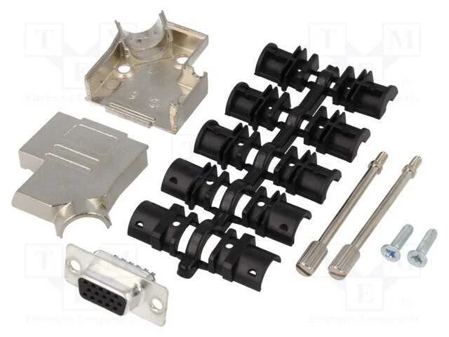 D-Sub Hd, Pin: 15, Ficha, Fêmea, Solda, com Cabo, Preta