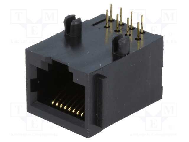 Tomada, RJ45, PIN: 8, Sistema: 8p8c, THT, angular.