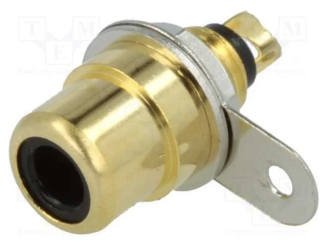 Tomada, Rca, Fêmea, Simples, Solda, Dourado, Designador: Preto
