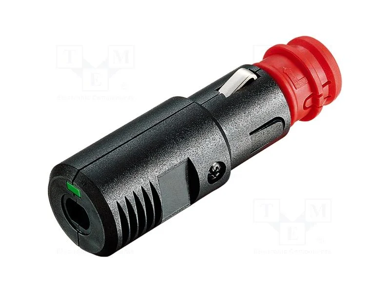 Ficha Isqueiro de Autom&oacute;vel, Terminal Parafusado, 8a, Preta