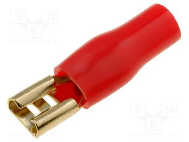 Conetor: plano, 4,8mm, dourado, isolada, vermelho.
