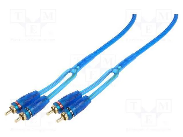 Cabo, tomada RCA x2,RCA ficha x2, 5m, para amplif.