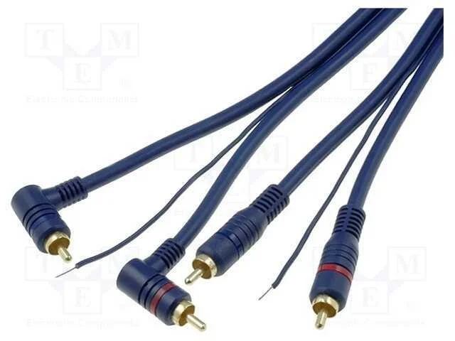 Cable, RCA plug x2,RCA plug x2 angled,control, 5m.