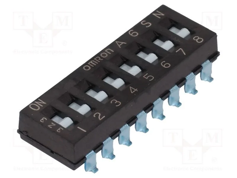 Interruptor: DIP-SWITCH; Quantidade de secções: 8.