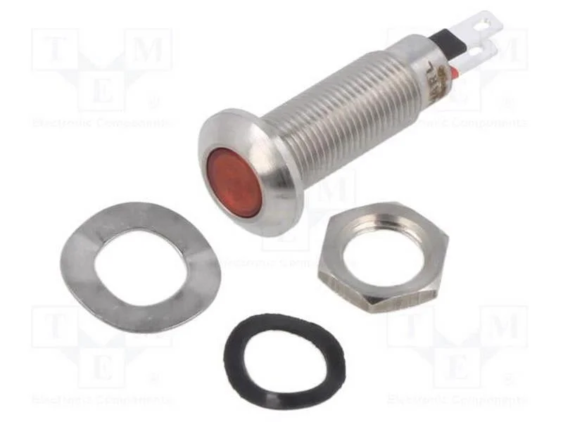 Luz indicadora: LED; plana; vermelho; 2,1VDC; Ø8,.