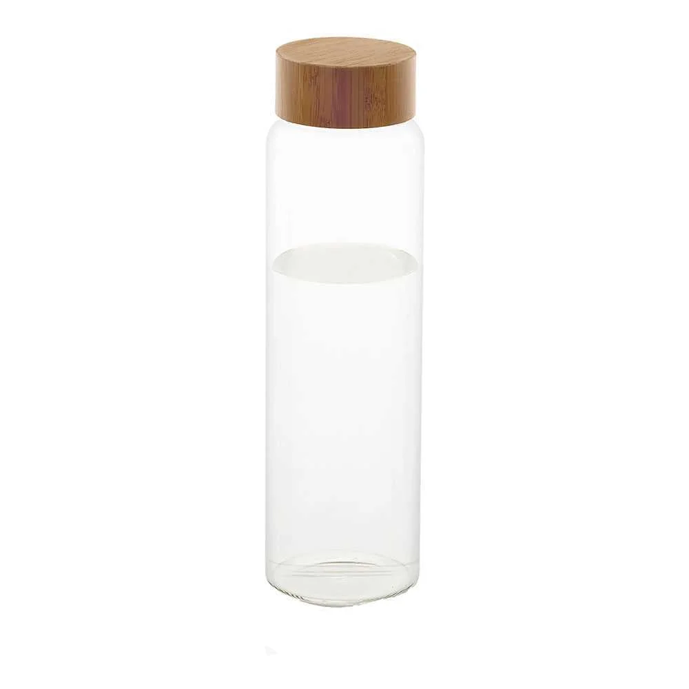 Garrafa de vidro con tampa de bambu &oslash;8 x 26,5 cm 1 l