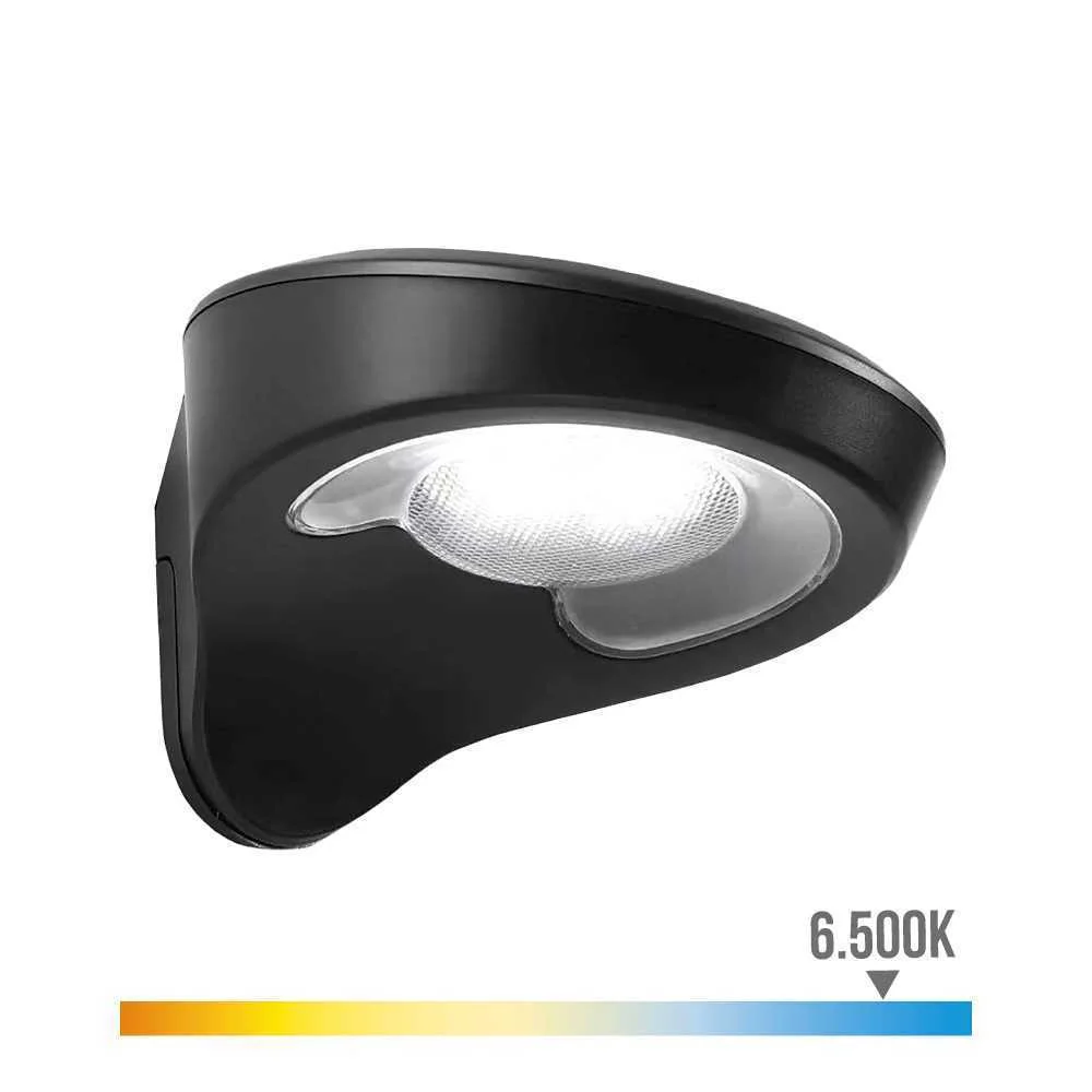 Aplique Solar 1,8w 155lm 6500k com Sensor Cor Preto Edm