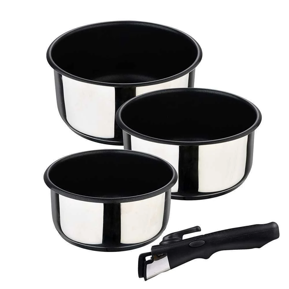 Kit 3 Caçarola (Ø16x8cm/Ø18x9cm/Ø20x10cm) em Inoxidavel Click & Cook Bergner