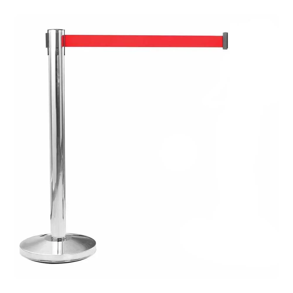 Poste Separador Inox Fita Vermelha Extensível 2m .
