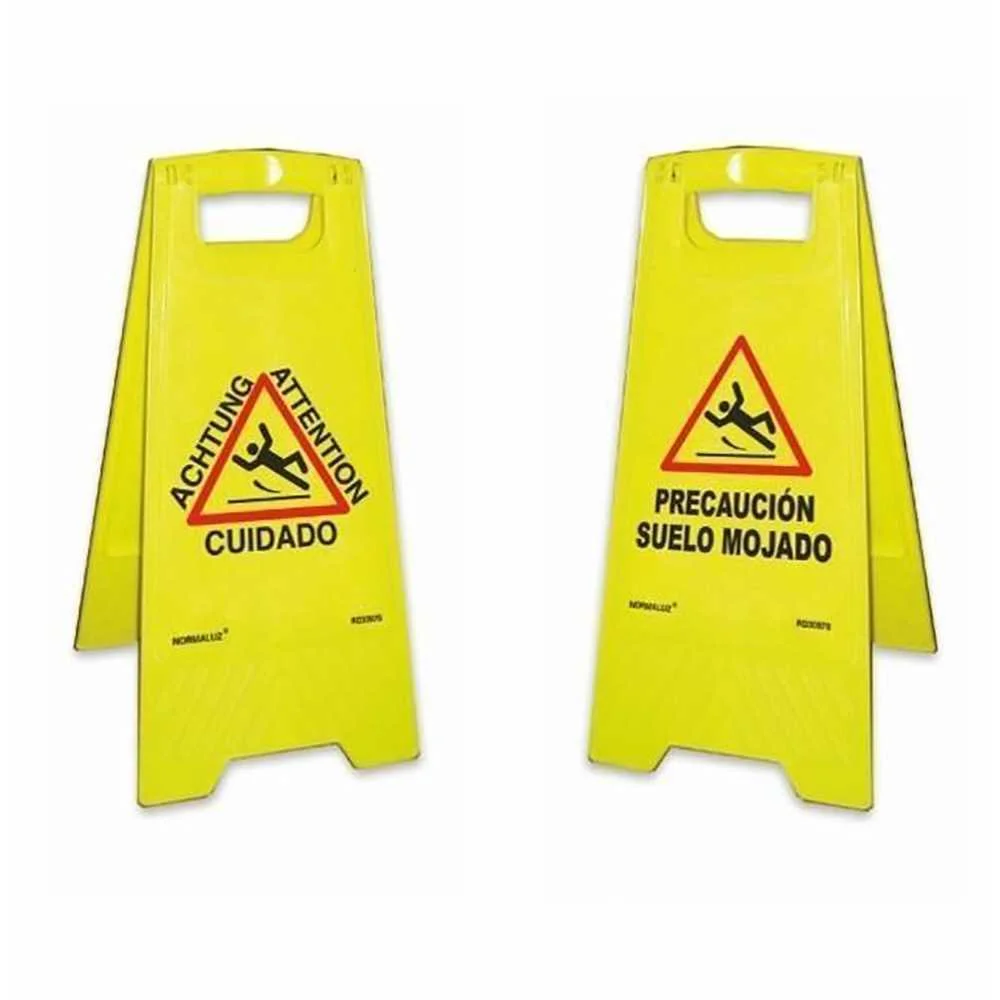 Sinal de Ch&atilde;o Amarelo Cuidado Piso Molhado 62cm H Normaluz