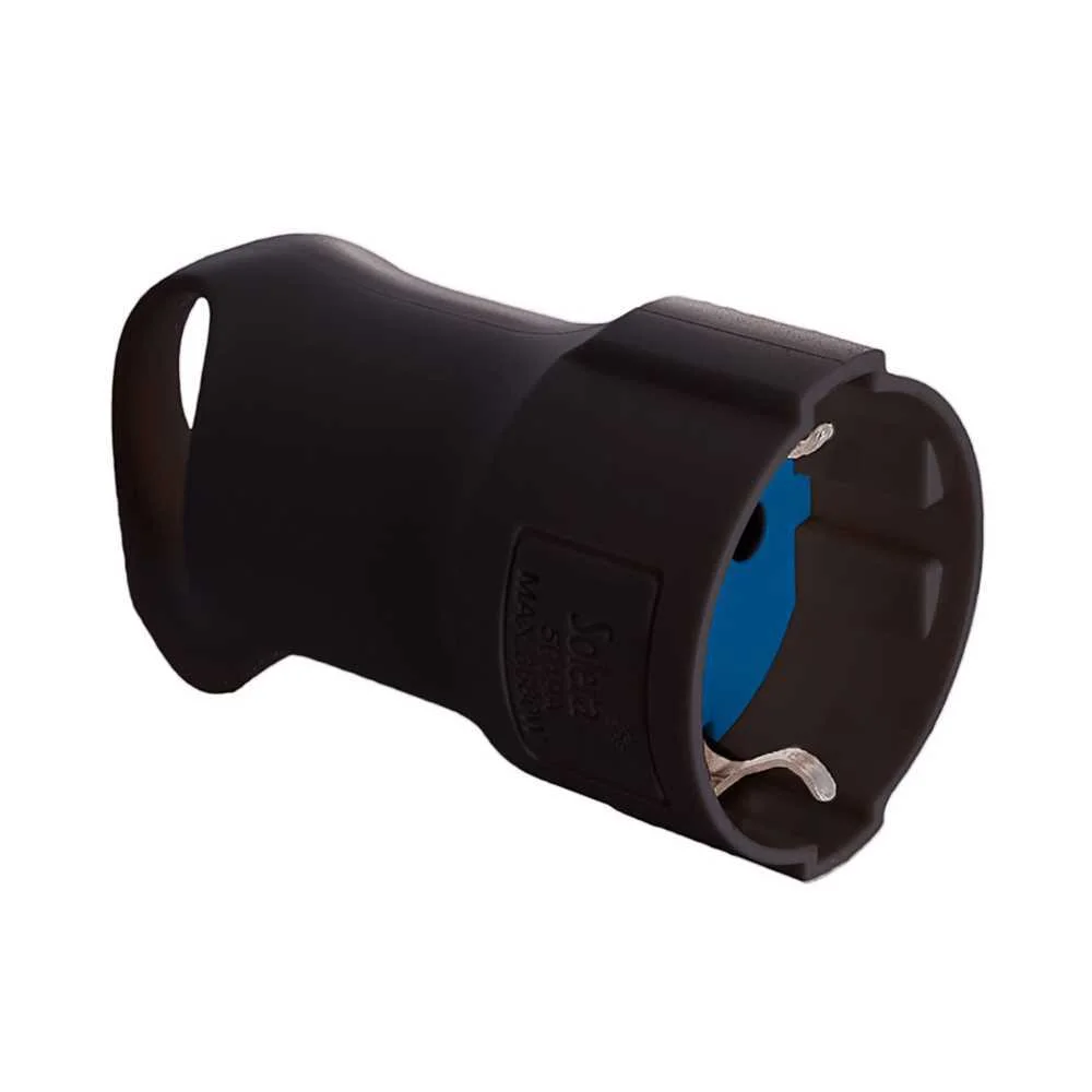Tomada Schuko 4,8mm 16a 250v T/Tl Preta. com Anel para Facilitar a Extração. Solera 5019an