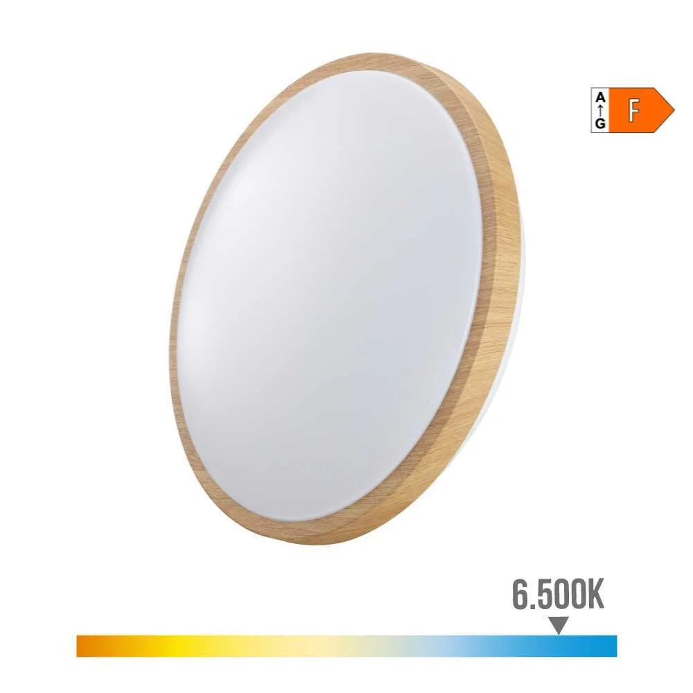 Aplique de Superfície Circular LED 18w 1820lm 6400k Ø33x7,3cm Efeito Madeira Edm