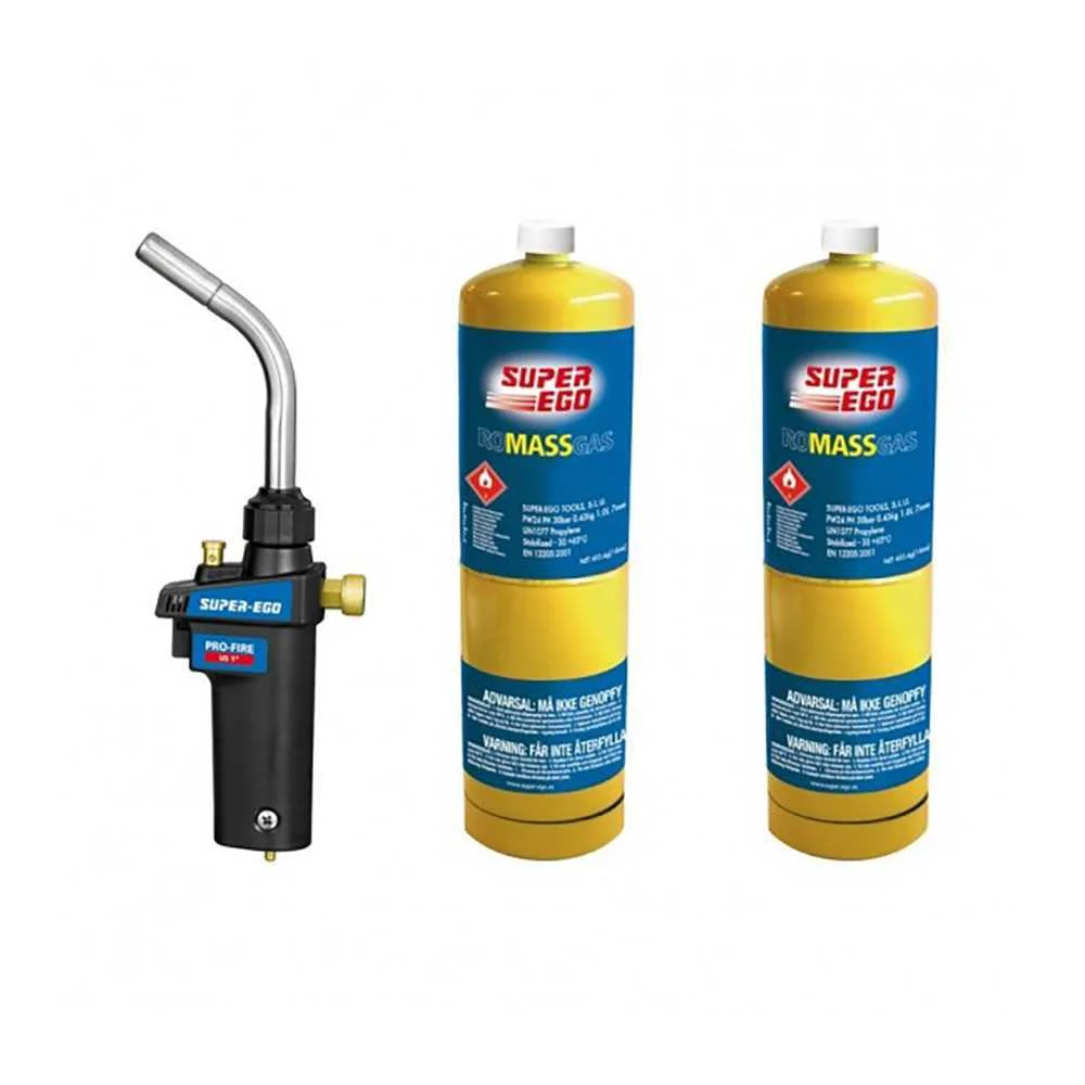 Kit Maçarico Pro-Fire + 2 Garrafas Gás Mapp 1" 15.