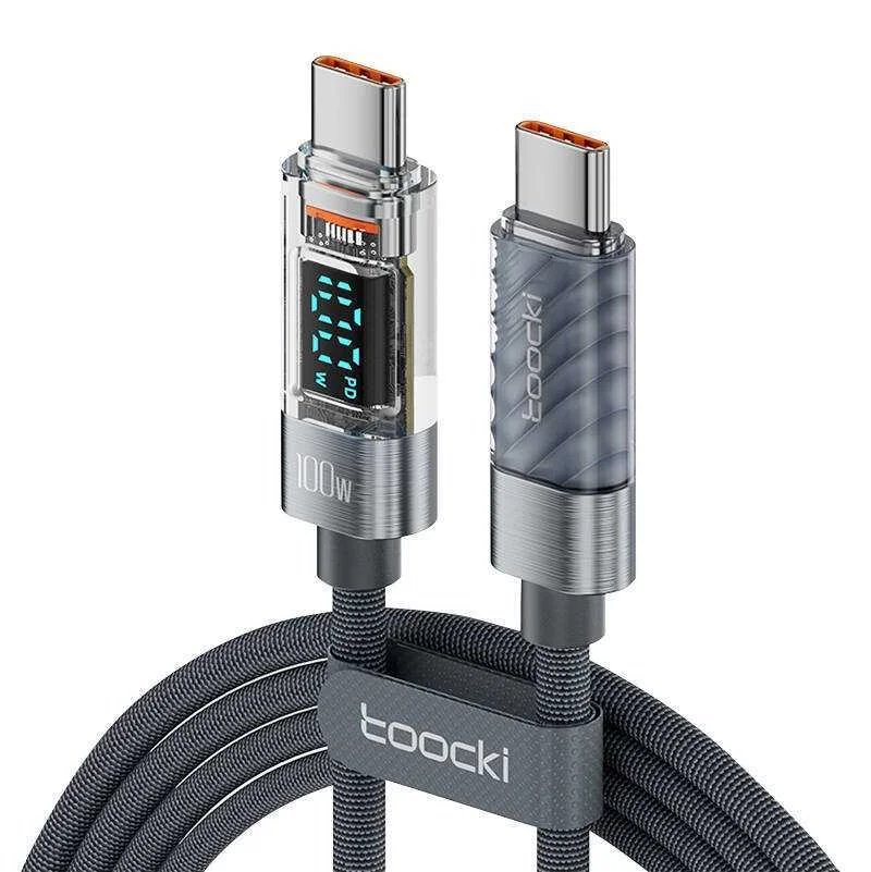 Toocki Charging Cable C-C, 1m, 100w (Grey)