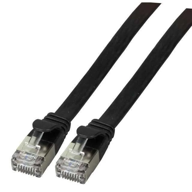 Efb Rj45 Flachpatchkabel U/Ftp, Cat.6a, Pvc, 0,5m, Schwarz