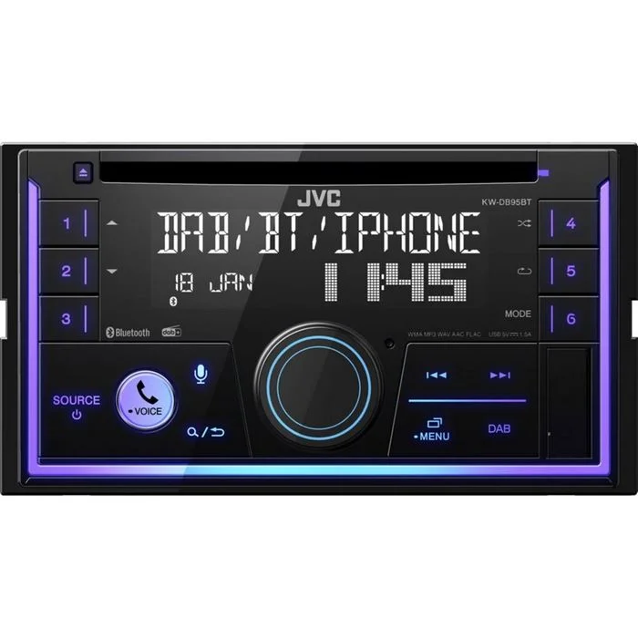 Auto Rádio KW-DB95BT 4x 50W Bluetooth AAC/FLAC/MP.