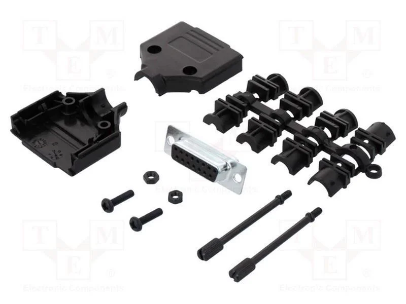 D-Sub, Pin: 15, Ficha, Fêmea, Simples, Solda, com Cabo