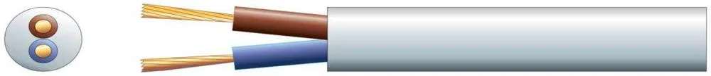 2 Core Round Mains Pvc, 2 X 24/0.2mm, 6a, 6.35mmã, White, 100m