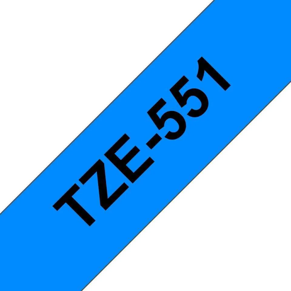 Fita Laminada Compatível Brother Tze-551 - 24mm X 8 Metros Preto / Azul