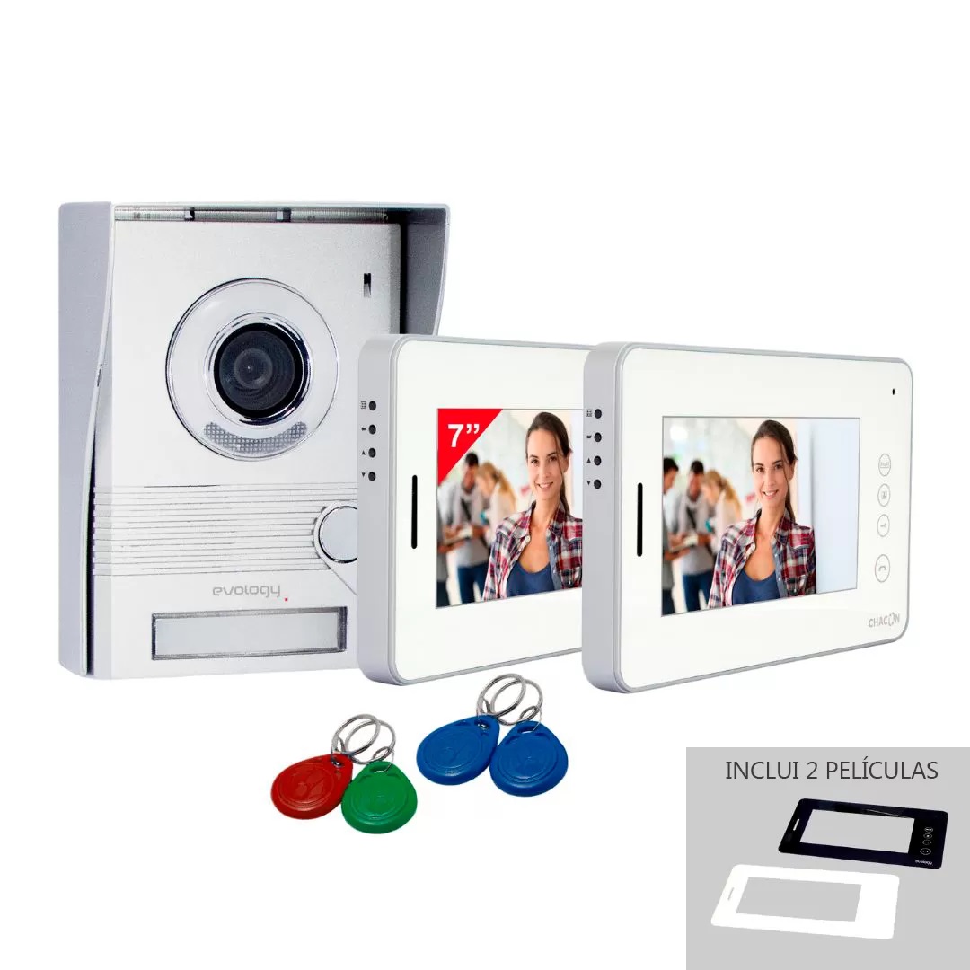Kit Video Porteiro com Dois Monitores 7" 2 Fios