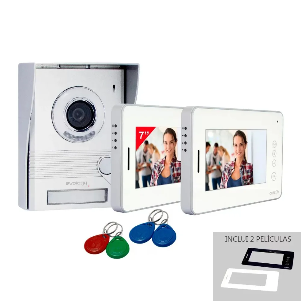 Kit Video Porteiro com dois monitores 7" 2 Fios