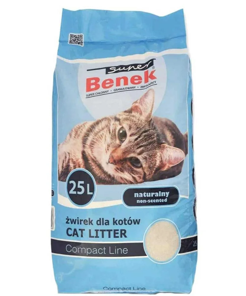 Areia para Gatos Super Benek Compact Natural Bege 25 L 