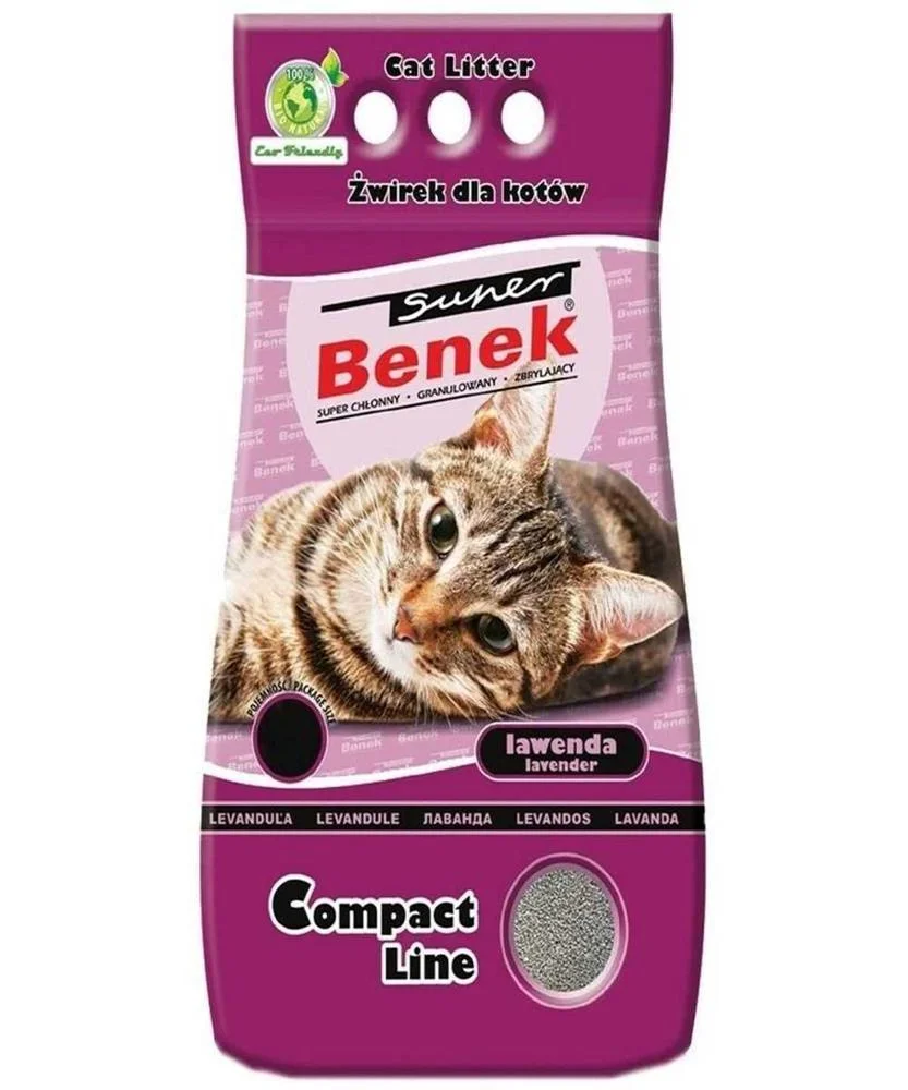 Areia para Gatos Super Benek Compact Lawenda Cinz.