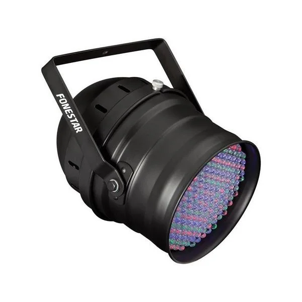 Foco LED DMX PAR 64 com 177 LEDs R, G e B.
