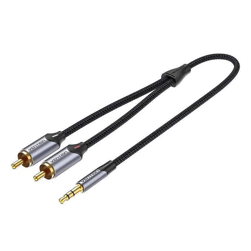2xrca Cable (Cinch) Jack To 3.5mm Vention Bcnbd 0.5m (Grey)