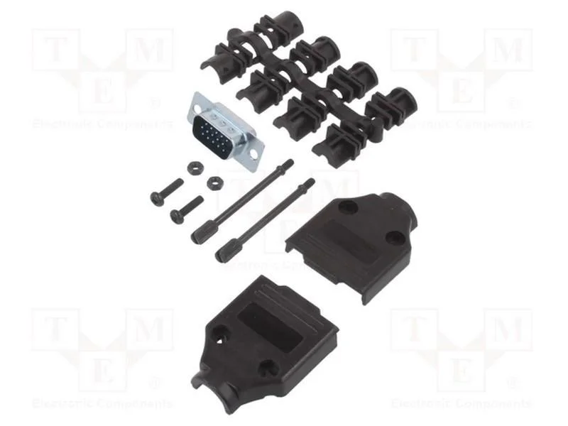 D-Sub HD, PIN: 15, ficha, macho, com cabo, simple.
