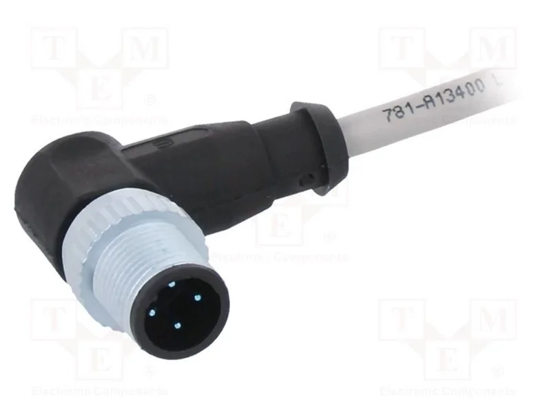 Ficha, M12, Pin: 4, Macho, Código A-Devicenet / Canopen, 2m, Fios