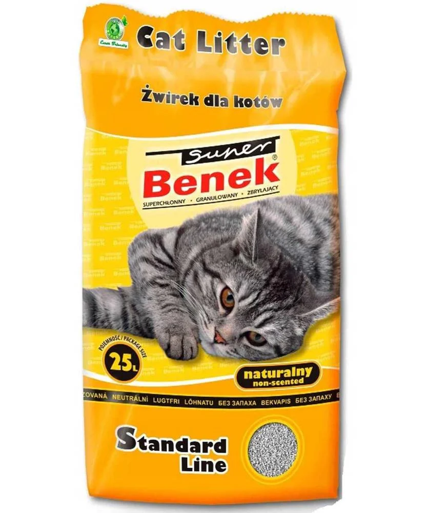 Areia para Gatos Super Benek Compact Natural Cinz.