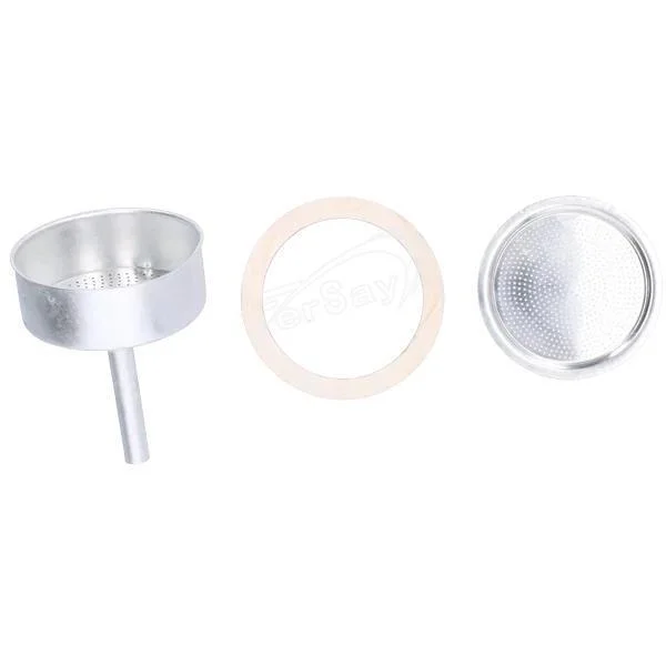 Conjunto filtro, embudo y junta color blanco,