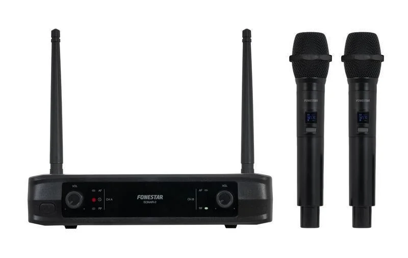 Microfone Duplo Sem Fios de Mão Uhf