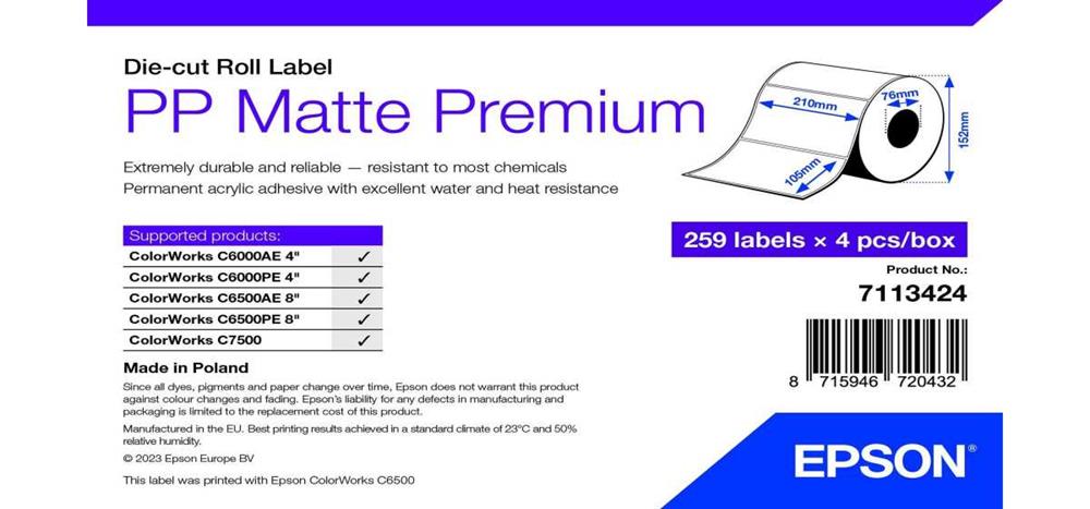 Pp Matte Label Prem Die-Cut    Supl