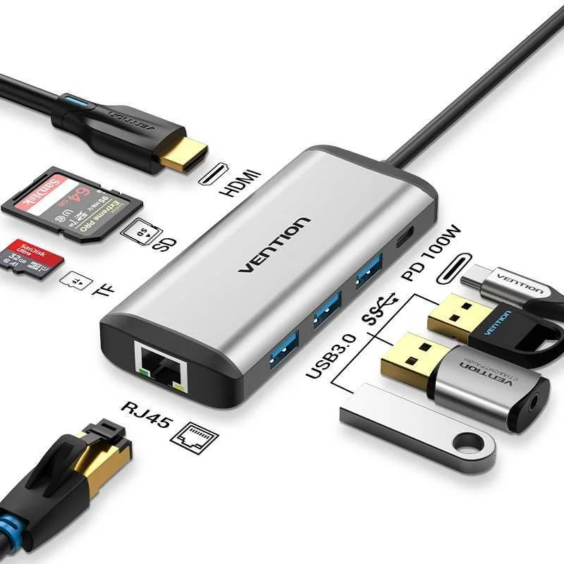 Docking Usb Tipo-C Vention Cndhb/ 1xhdmi/ 3xusb/ .